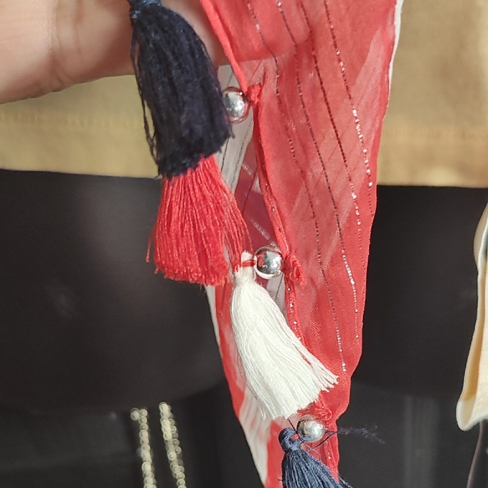 Stein Mart Red Scarf with Stars and Stripes - Picture 7 of 11